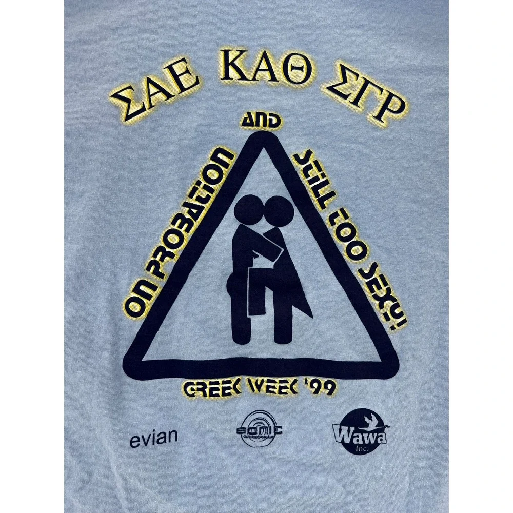 VTG Hanes Beefy Greek‎ Week 1999 Power of One T Shirt Adult Large Blue Y2k